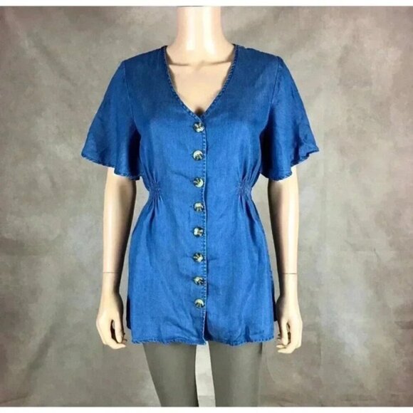 APPRAISAL Soft Chambray Fitted Tunic NWT SMALL - Picture 1 of 12